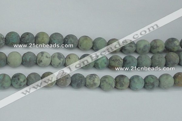 CTU566 15.5 inches 12mm round matte african turquoise beads