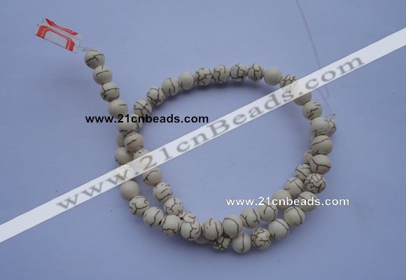 CTU67 15.5 inches 4mm round white turquoise strand beads Wholesale