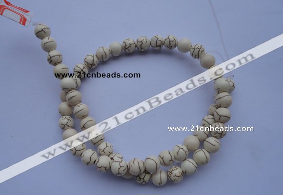 CTU68 15.5 inches 6mm round white turquoise strand beads Wholesale