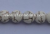 CTU69 15.5 inches 12mm round white turquoise strand beads Wholesale