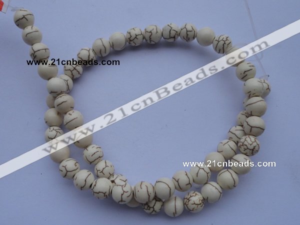CTU69 15.5 inches 12mm round white turquoise strand beads Wholesale