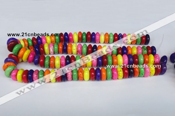 CTU707 15.5 inches 7*16mm rondelle dyed turquoise beads wholesale