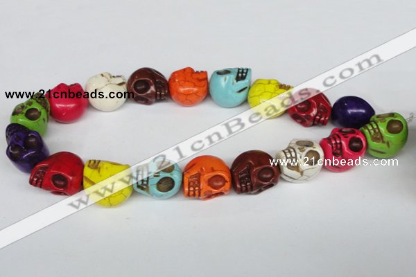 CTU713 15.5 inches 18*20*22mm skull dyed turquoise beads wholesale