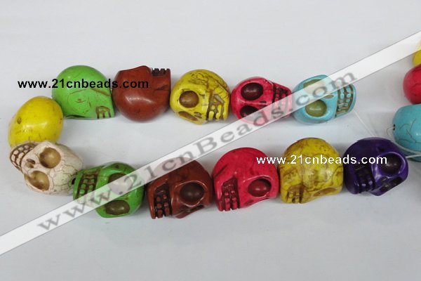 CTU714 15.5 inches 24*29*30mm skull dyed turquoise beads wholesale