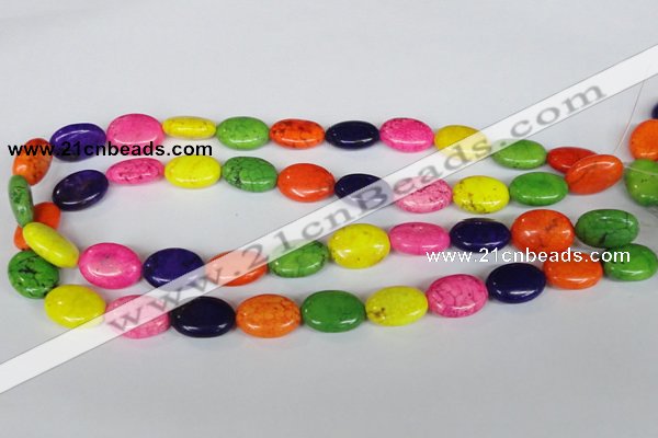 CTU717 15.5 inches 13*18mm oval dyed turquoise beads wholesale