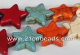 CTU727 15.5 inches 20*20mm star dyed turquoise beads wholesale