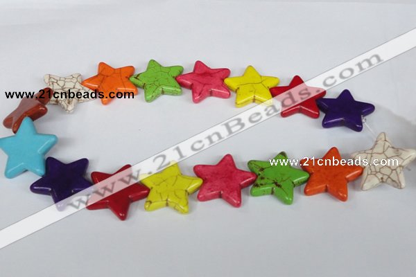 CTU728 15.5 inches 25*25mm star dyed turquoise beads wholesale