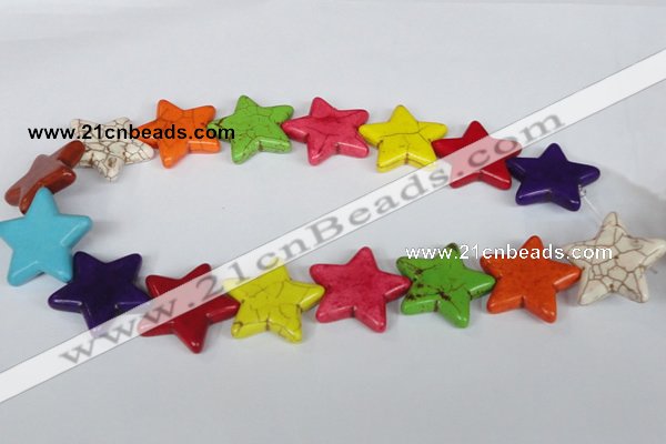 CTU729 15.5 inches 30*30mm star dyed turquoise beads wholesale