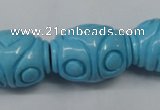 CTU886 15.5 inches 20*26mm carved rice dyed turquoise beads