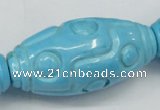 CTU887 15.5 inches 25*50mm carved rice dyed turquoise beads