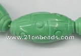 CTU889 15.5 inches 20*40mm carved rice dyed turquoise beads