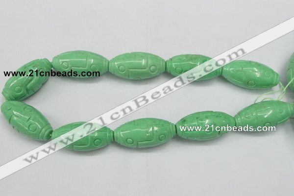 CTU889 15.5 inches 20*40mm carved rice dyed turquoise beads