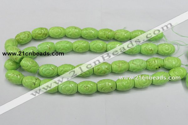 CTU891 15.5 inches 14*20mm carved rice dyed turquoise beads