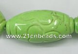 CTU894 15.5 inches 25*50mm carved rice dyed turquoise beads