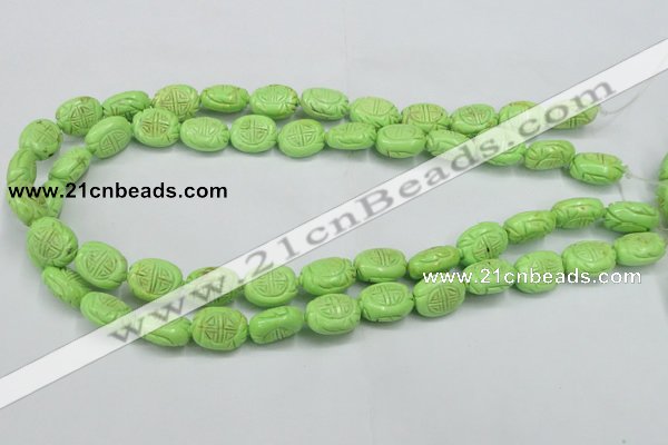 CTU895 15.5 inches 12*15mm carved oval dyed turquoise beads