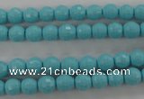 CTU911 15.5 inches 6mm faceted round synthetic turquoise beads