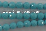 CTU912 15.5 inches 8mm faceted round synthetic turquoise beads