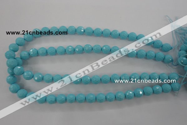 CTU914 15.5 inches 12mm faceted round synthetic turquoise beads