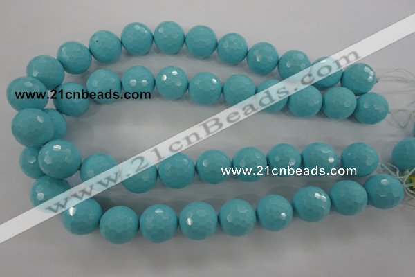 CTU915 15.5 inches 14mm faceted round synthetic turquoise beads