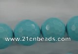 CTU916 15.5 inches 16mm faceted round synthetic turquoise beads