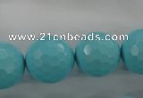 CTU917 15.5 inches 18mm faceted round synthetic turquoise beads