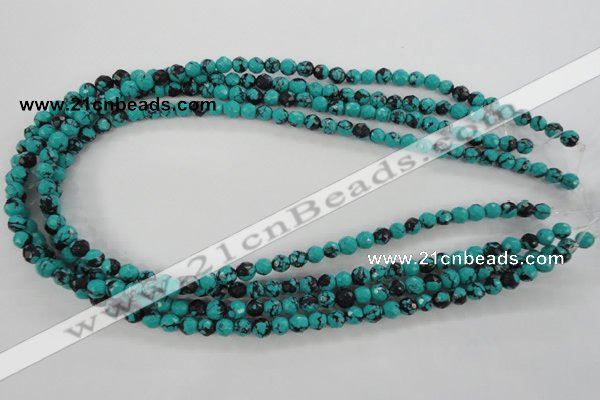 CTU931 15.5 inches 6mm faceted round synthetic turquoise beads