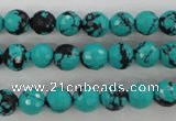 CTU932 15.5 inches 8mm faceted round synthetic turquoise beads