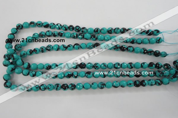 CTU932 15.5 inches 8mm faceted round synthetic turquoise beads