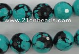 CTU935 15.5 inches 14mm faceted round synthetic turquoise beads