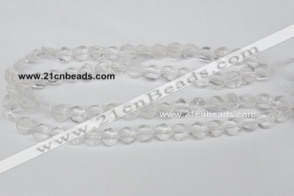 CTW01 15.5 inches 12mm twisted coin white crystal beads wholesale