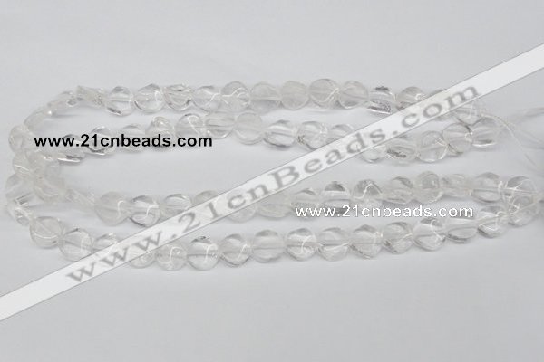 CTW01 15.5 inches 12mm twisted coin white crystal beads wholesale