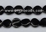 CTW03 15.5 inches 12mm twisted coin black agate beads wholesale