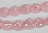 CTW04 15.5 inches 12mm twisted coin rose quartz beads wholesale