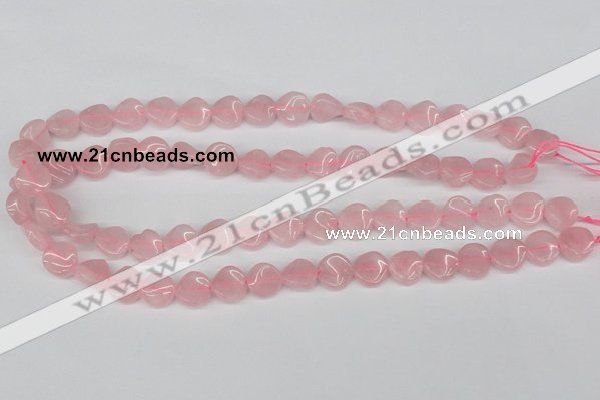 CTW04 15.5 inches 12mm twisted coin rose quartz beads wholesale