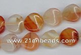 CTW05 15.5 inches 12mm twisted coin agate gemstone beads wholesale