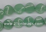 CTW07 15.5 inches 12mm twisted coin green aventurine beads wholesale