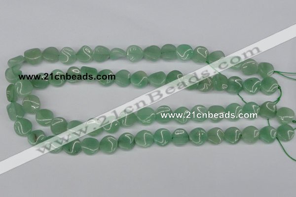 CTW07 15.5 inches 12mm twisted coin green aventurine beads wholesale