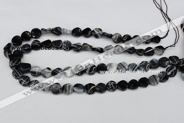 CTW09 15.5 inches 12mm twisted coin botswana agate beads wholesale