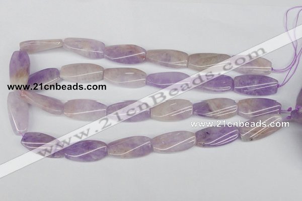 CTW100 15.5 inches 15*30mm twisted rectangle lavender amethyst beads