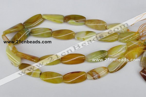 CTW101 15.5 inches 15*30mm twisted rectangle agate beads wholesale