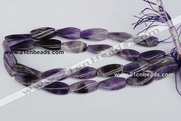 CTW102  15.5 inches 15*30mm twisted rectangle amethyst beads
