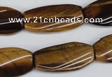 CTW103 15.5 inches 15*30mm twisted rectangle tiger eye beads