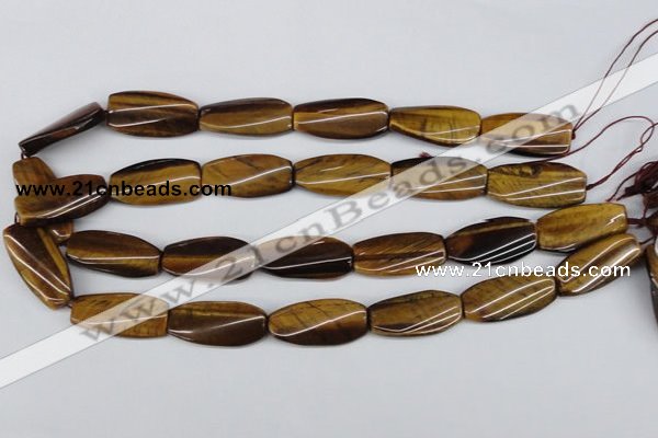 CTW103 15.5 inches 15*30mm twisted rectangle tiger eye beads