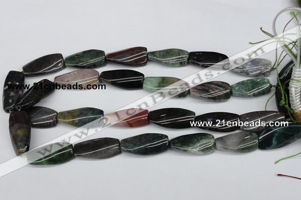 CTW105  15.5 inches 15*30mm twisted rectangle moss agate beads