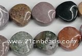 CTW11 15.5 inches 16mm twisted coin Indian agate beads wholesale