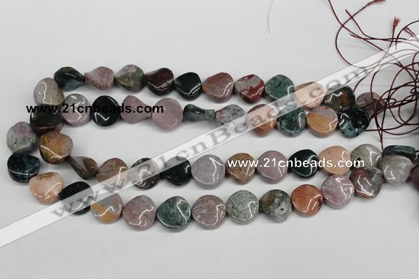 CTW11 15.5 inches 16mm twisted coin Indian agate beads wholesale