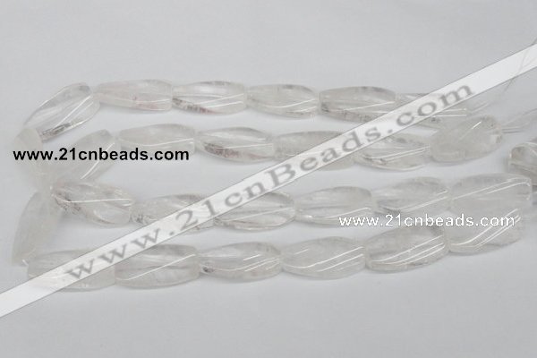 CTW110 15.5 inches 15*30mm twisted rectangle white crystal beads