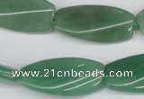 CTW111 15.5 inches 15*30mm twisted rectangle green aventurine beads