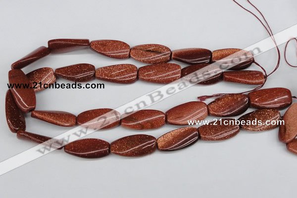 CTW112 15.5 inches 15*30mm twisted rectangle goldstone beads