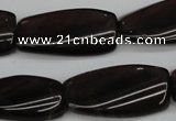 CTW114 15.5 inches 15*30mm twisted rectangle smoky quartz beads